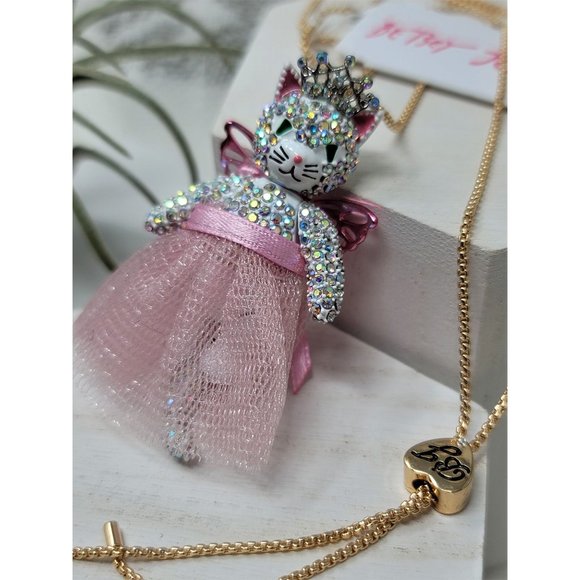 Betsey Johnson Christmas Ballerina Necklace Rhinestone - Picture 4 of 10